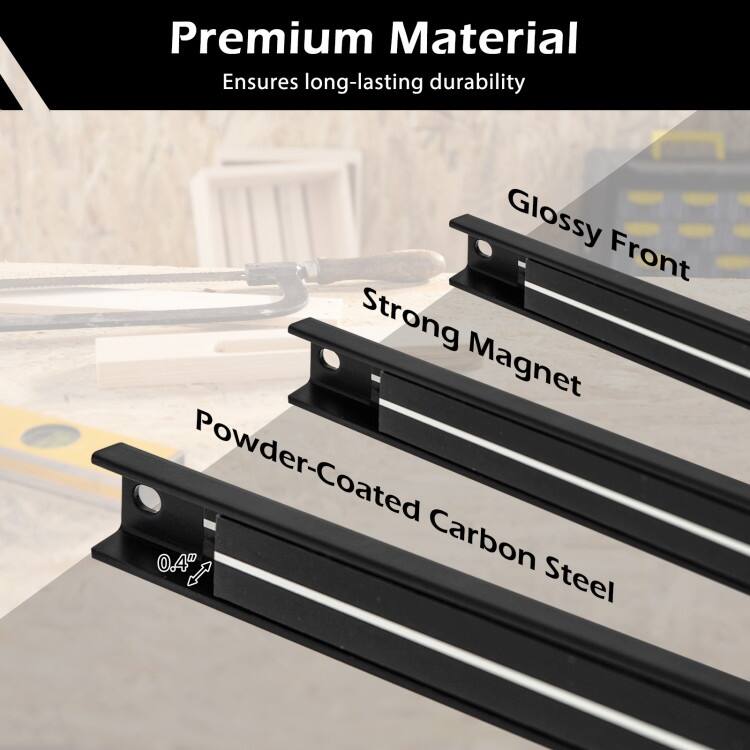 Carbon Steel Magnetic Tool Holder Set with 6 Strips - 18” x 1” x 0.5”