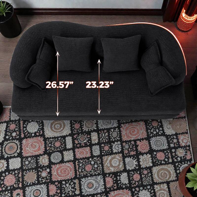 2-in-1 Foldable Sofa Bed, 70" Convertible Boneless Couch Sleeper with 4 Pillows, Chenille Foam Futon for Living Room