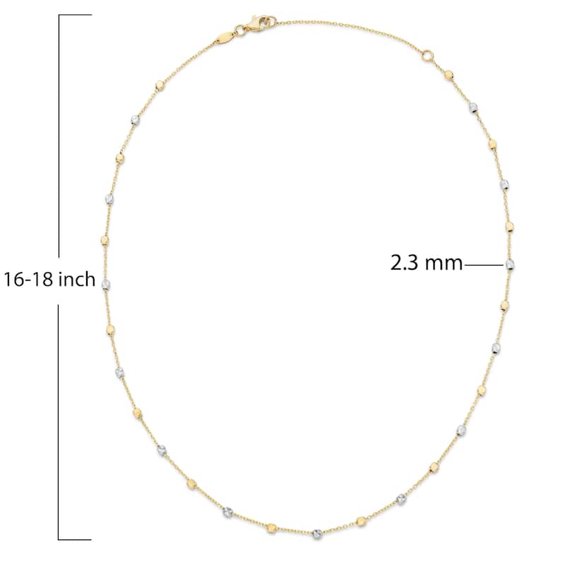 Clover 14K Two-Tone Gold Station Necklace - Adjustable 16-18"