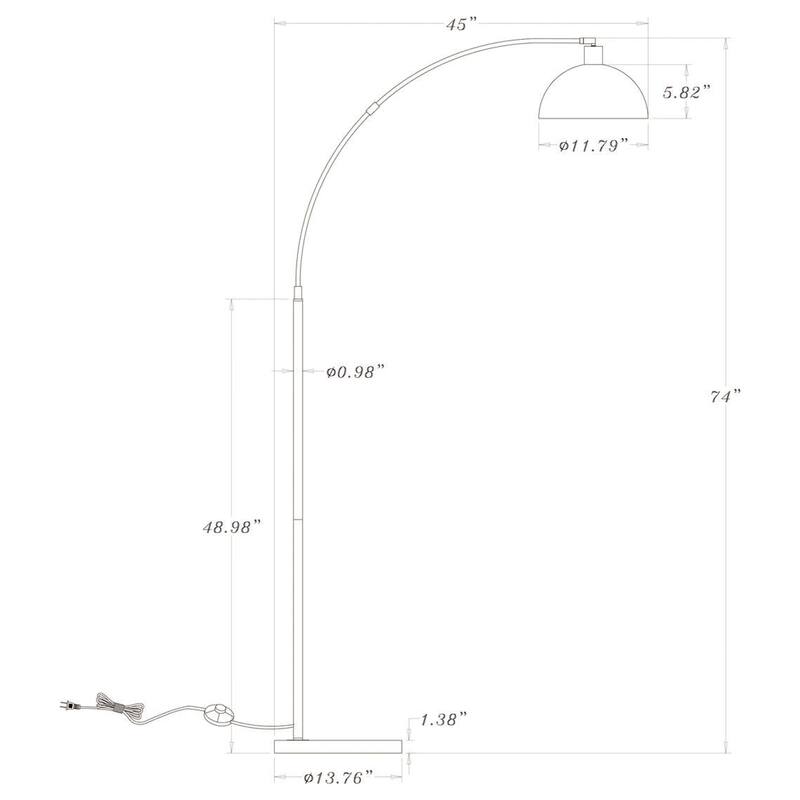 Gloria 74-Inch Arched Dome Shade Metal Floor Lamp Black