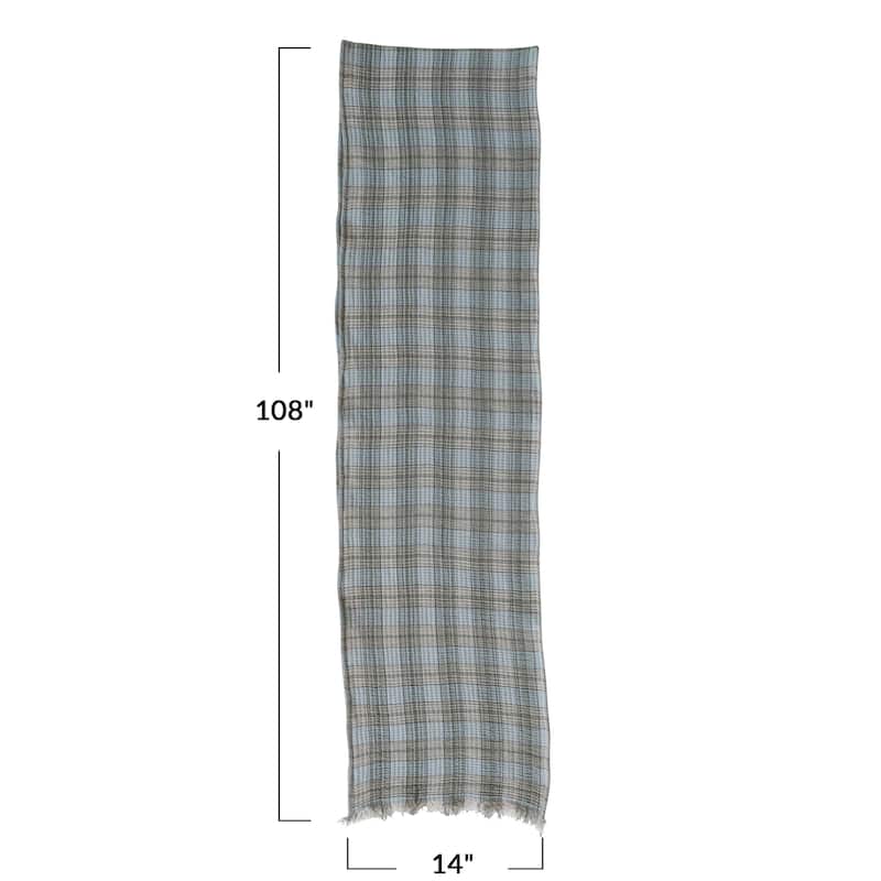 Woven Cotton Double Cloth Table Runner with Frayed Edges