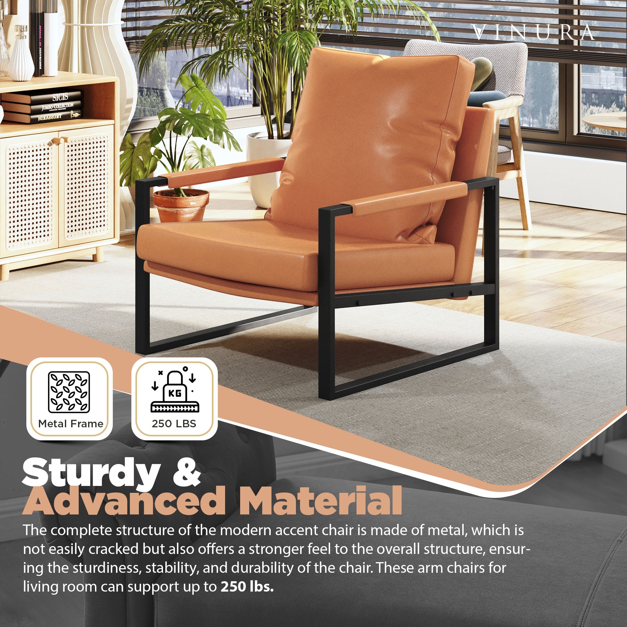 Modern Living Room Chair PU Leather Reading Chair Bed Bath