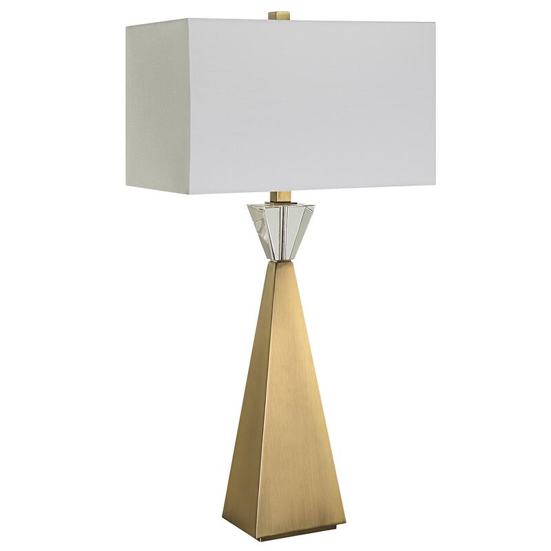 Uttermost Arete Modern Brass Table Lamp - 32"H,   Shade 10"H x 16"W x 10"D (in)