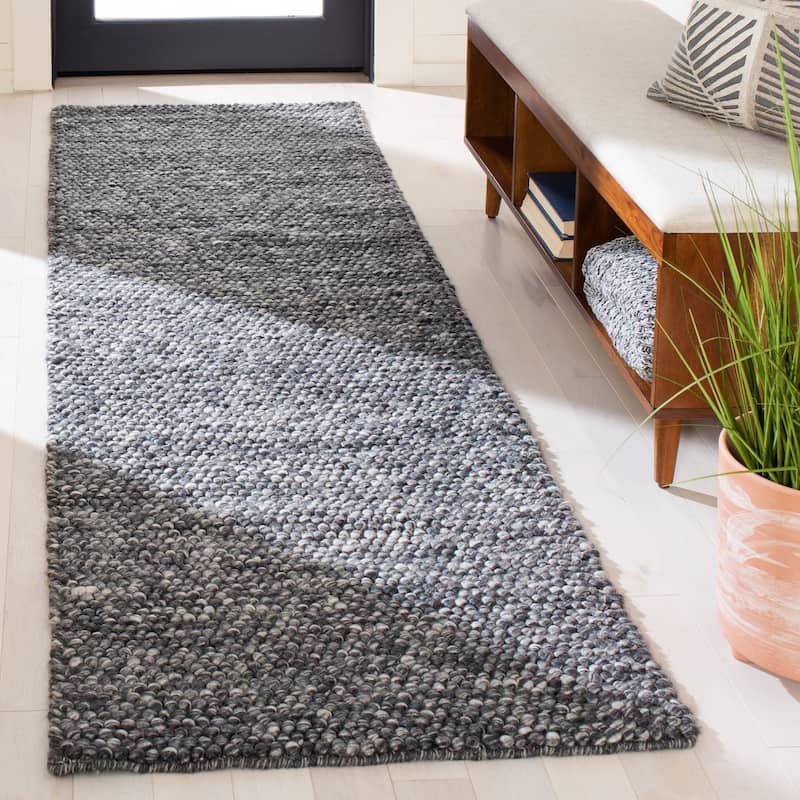 SAFAVIEH Natura Gerta Handmade Wool Area Rug - 2'3" x 12' Runner - Dark Grey