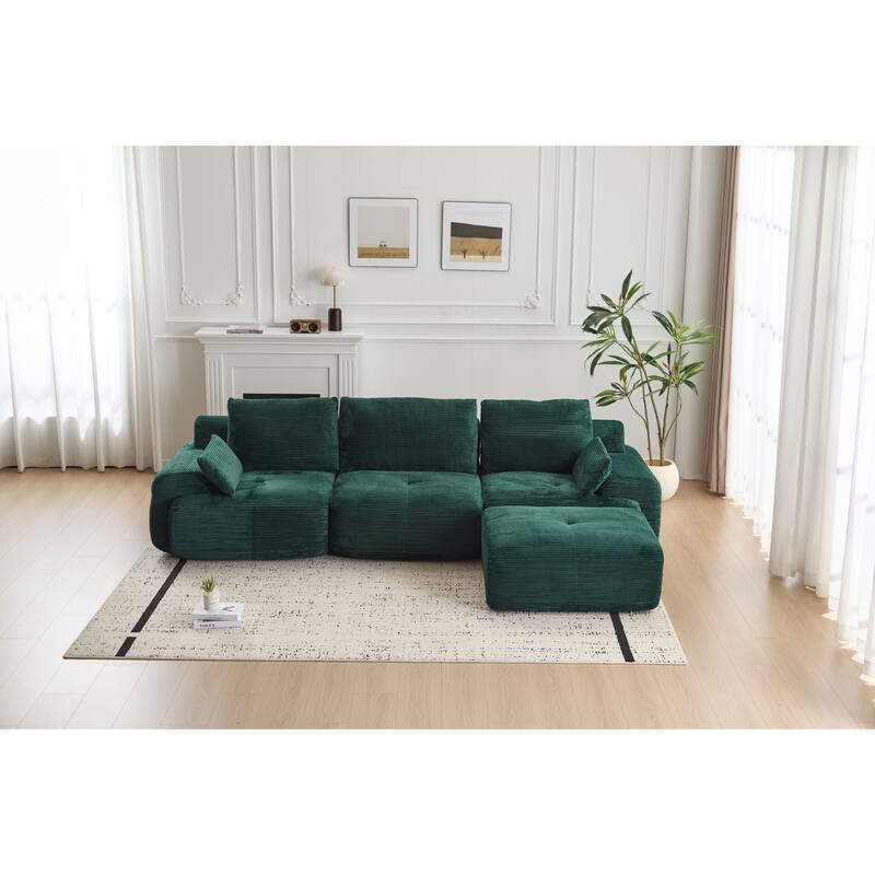 Memory Foam Compressed Sofa,Large Sectional Couches,Pet-Friendly Cloud Modular Sectional Sofa,Extra Deep Loveseat