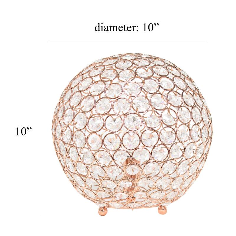 10 in. Rose Gold Finish Table Lamp, Round Lamp for End and Side Table