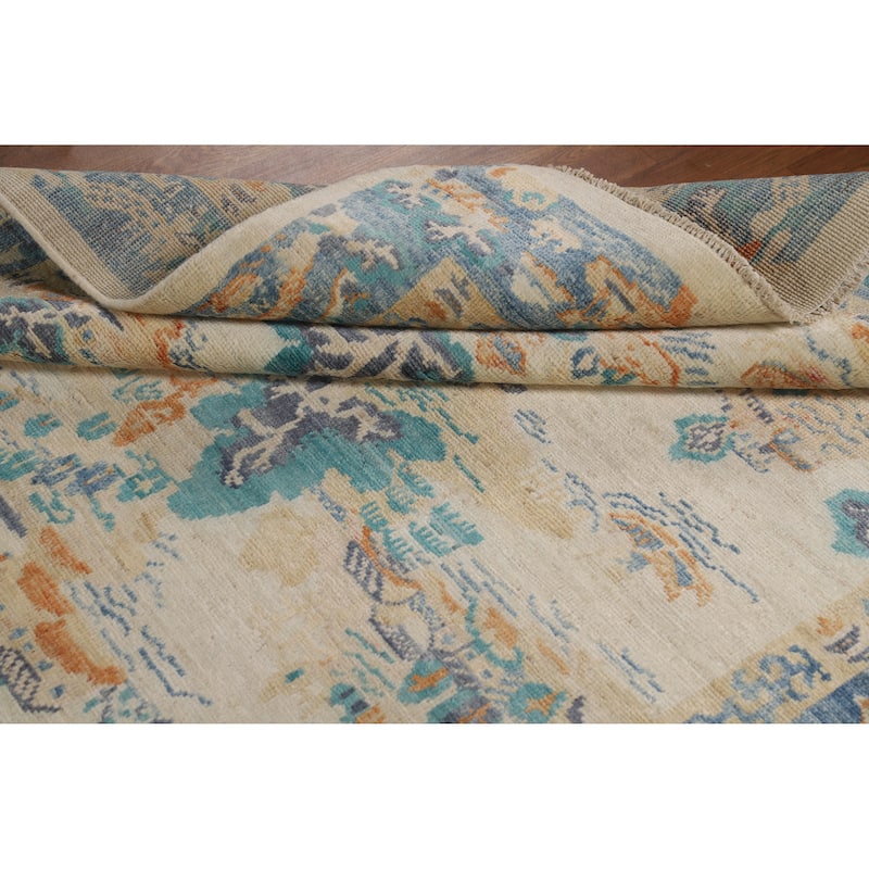 Vegetable Dye Art Deco Turkish Rug Handmade Wool Carpet - 5'0"x 6'9"