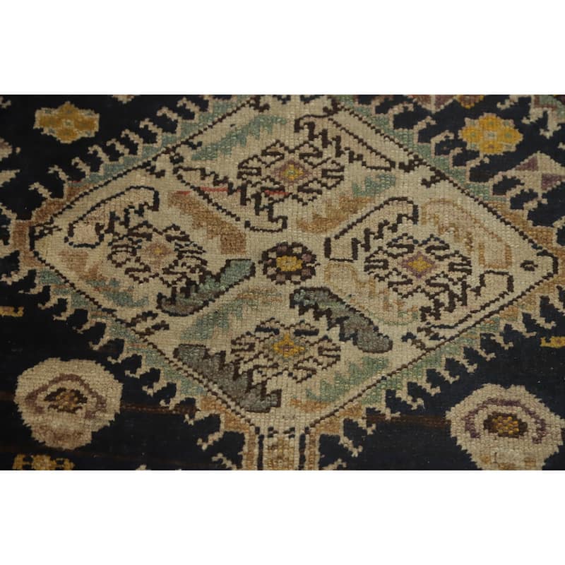 Hand Knotted Oriental 100% Wool Carpet Traditional Tribal Multi-Colored Shiraz Runner Rug - 9' 7'' X 4' 3''
