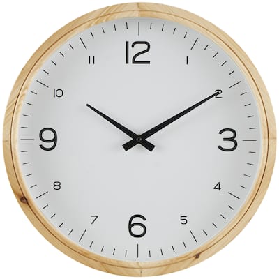 Wood Decorative Wall Clock with White Backing - Light Brown - Roche River Decor