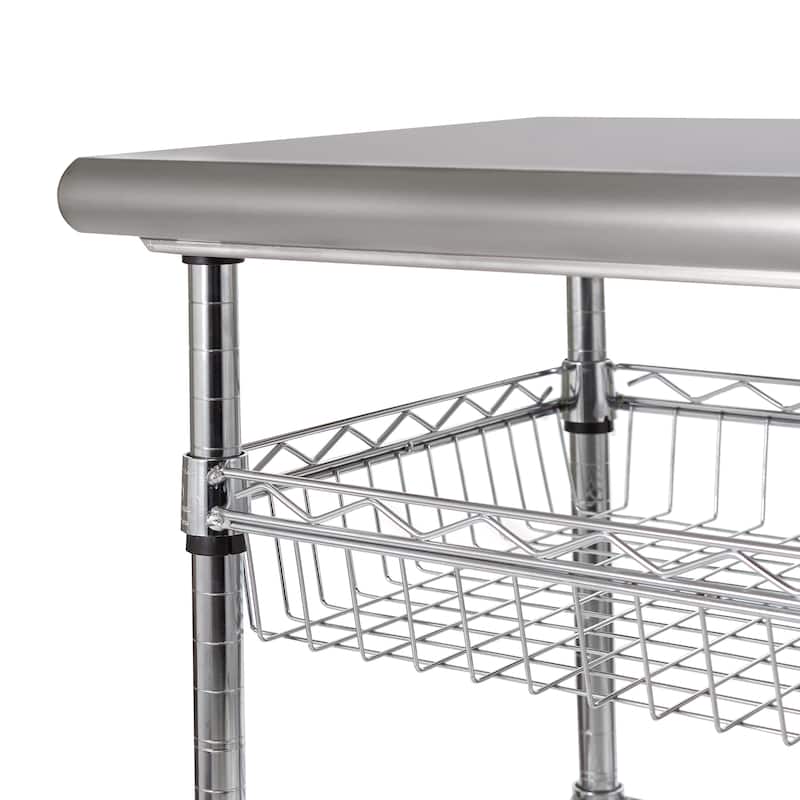 Seville Classics Stainless-Steel Utility Cart NSF, 30" W x 20" D x 36" H - N/A