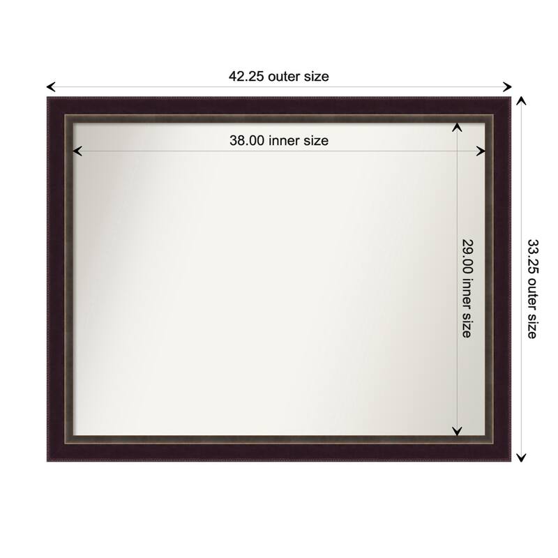 Signore Bronze Framed Non-Beveled Custom Wall Mirror, Bathroom Vanity Mirror - Outer Size: 42.25 x 33.25