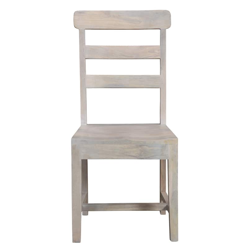 HomeRoots Set of Two White Wood Ladder Back Dining Side Chairs - 17.5' X '39.5' X '17.5