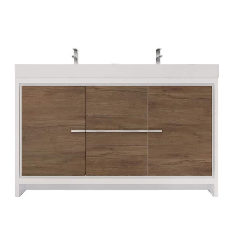 Dove 60'' Freestanding Vanity with Double Reinforced Acrylic Sink