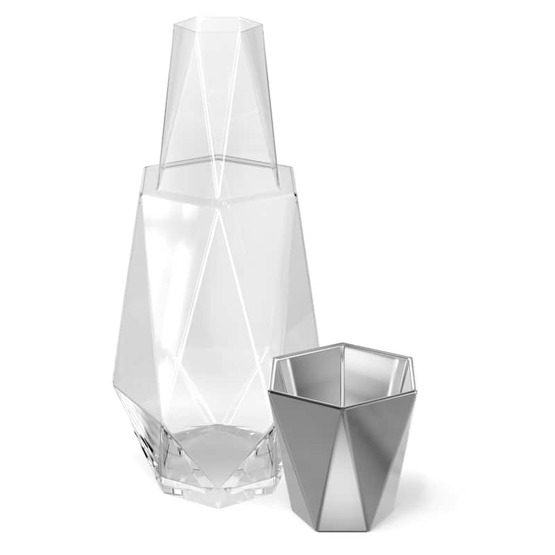 Geometric Gold Carafe Set - 37.18Oz - SilverLid