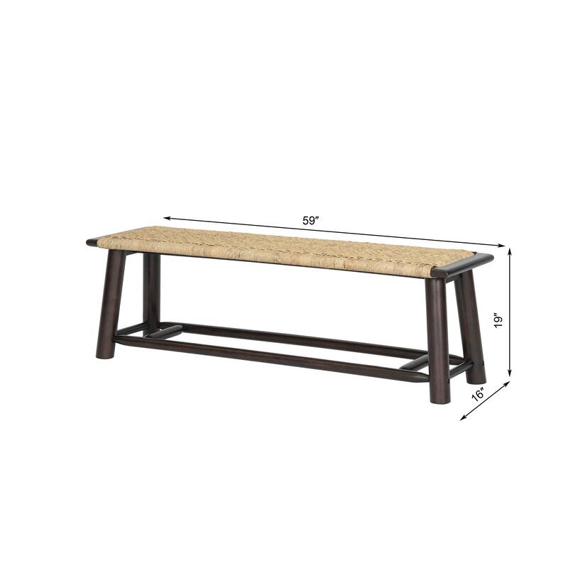 Modern Farmhouse Extendable Dining Table Set with Solid Wood Rattan Chairs-Expandable 59" to 73" for 4-8 Guests
