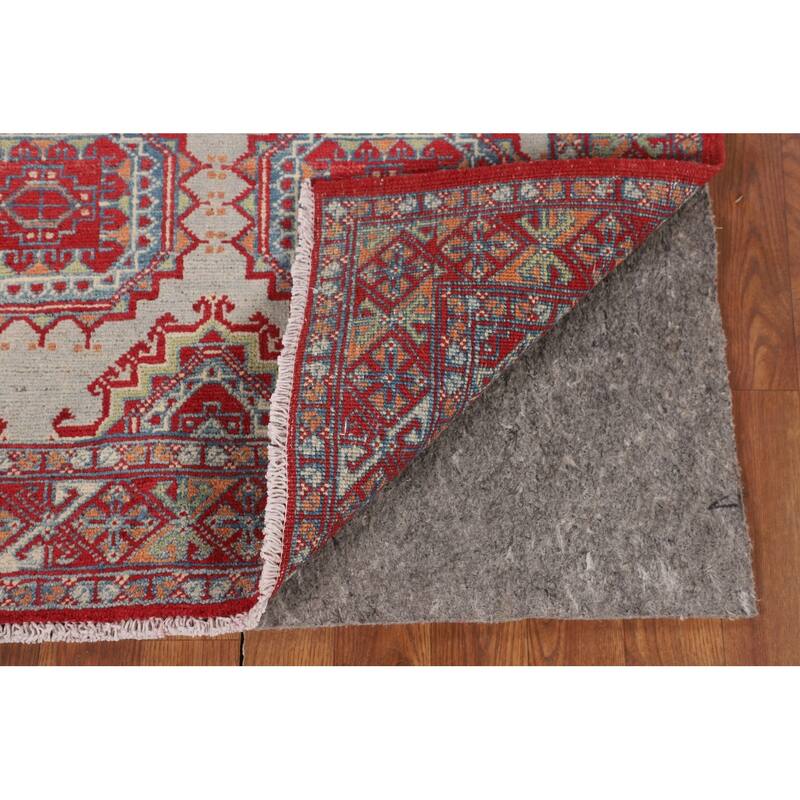 Geometric Multi-Color Kazak Foyer Rug Hand-Knotted Wool Carpet - 3'3" x 5'1"