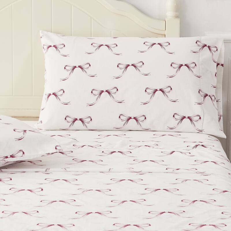 Gentle Ribbons Cotton Sheet Set Rose