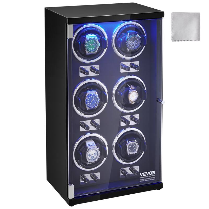 VEVOR Watch Winder with 1-8 for Men's and Women's Automatic Watches with Super Quiet Japanese Mabuchi Motors LED Lights