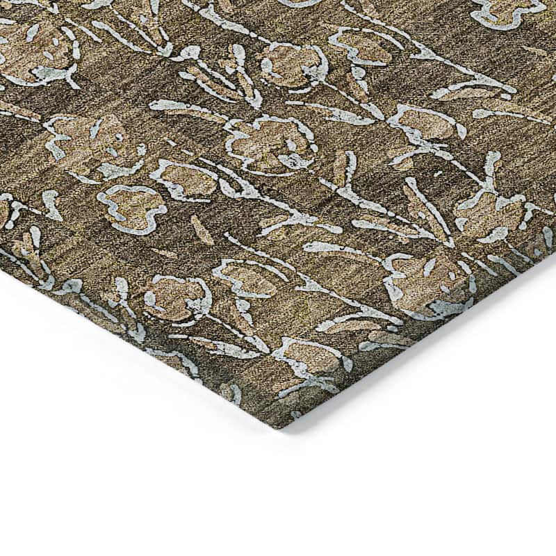 Machine Washable Indoor/ Outdoor Chantille Modern Floral Impressions Rug