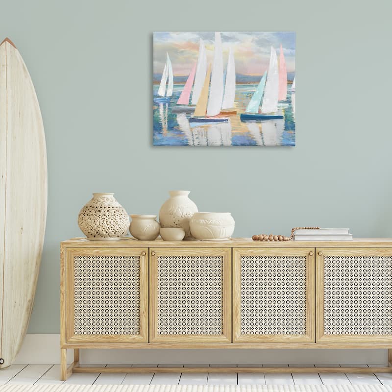 Stupell Abstract & Pastel Sailboat Fleet Canvas Wall Art Design By Amber Sterling