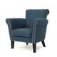 preview thumbnail 5 of 3, Roomfitters Rolled Arm Accent Chair with Nailhead Trim and Tapered Wood Legs, Upholstered Armchair for Living Room, Navy Blue