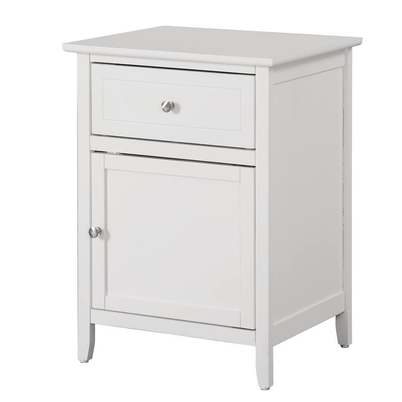 1-Drawer White Nightstand with Modern Classic Design and Storage, 25 Inch Versatile Bedroom Side Table