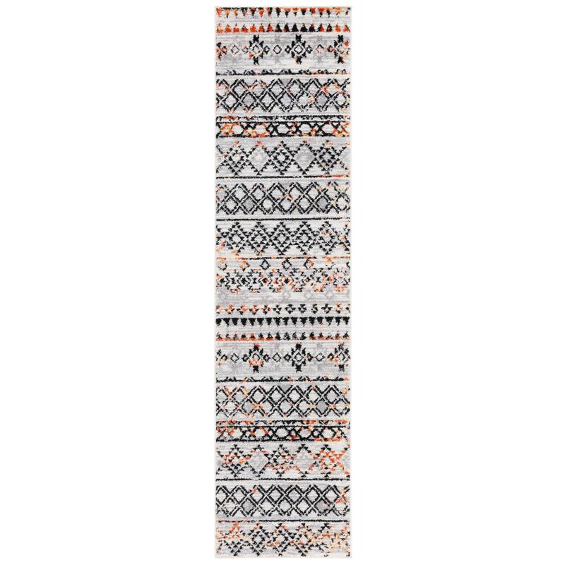 SAFAVIEH Tulum Reveka Boho Rug - 2' x 8' Runner - Ivory Grey/Rust