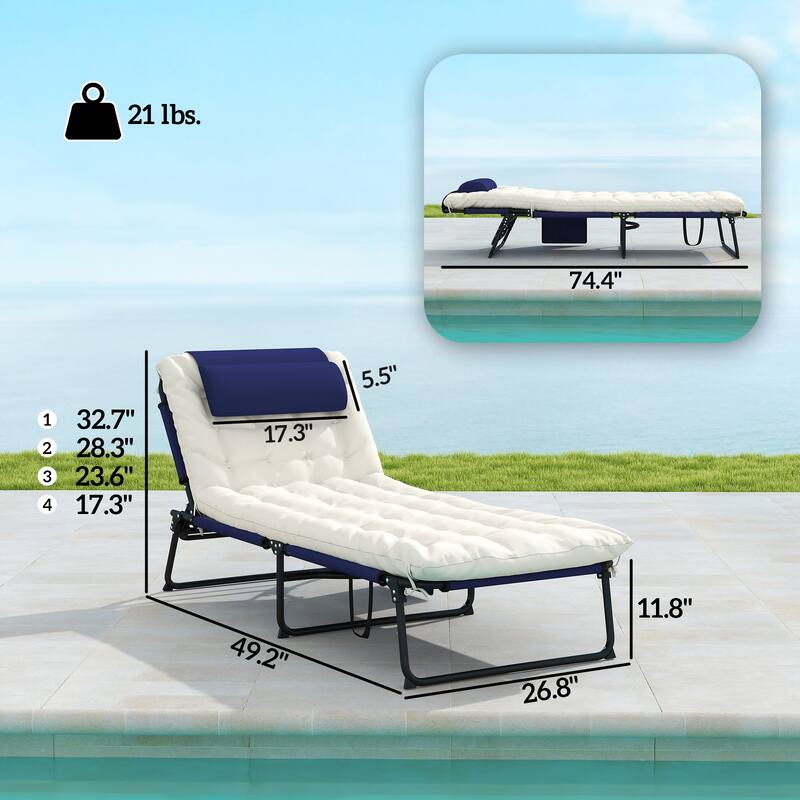 GDFStudio - Karlsson Folding Outdoor Lounger with Adjustable Full-Body Comfort Design - Chaise Lounge