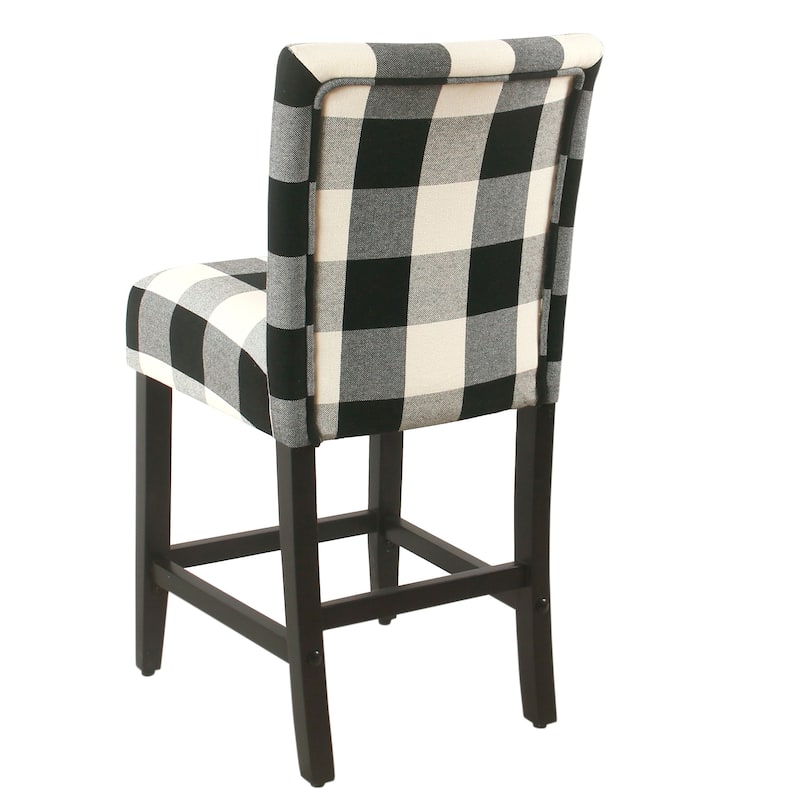 Porch & Den Minna Black/ Cream Plaid-upholstered Parsons Counter Chair - 24 inches