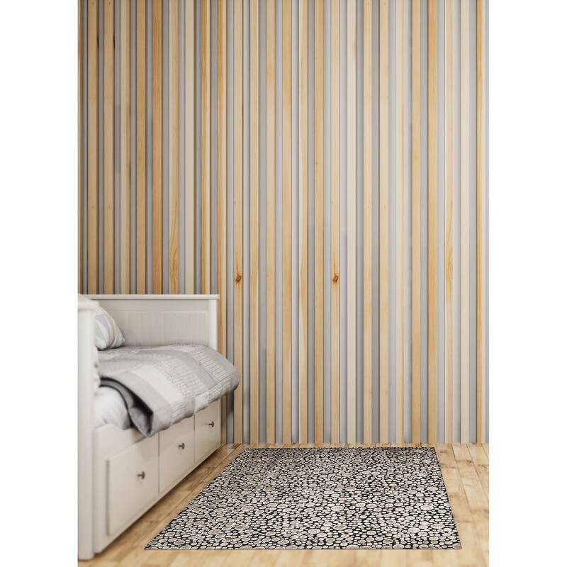 ECARPETGALLERY Hand Loomed Elysian Light Grey Viscose, Wool Rug - 4'11 x 7'0