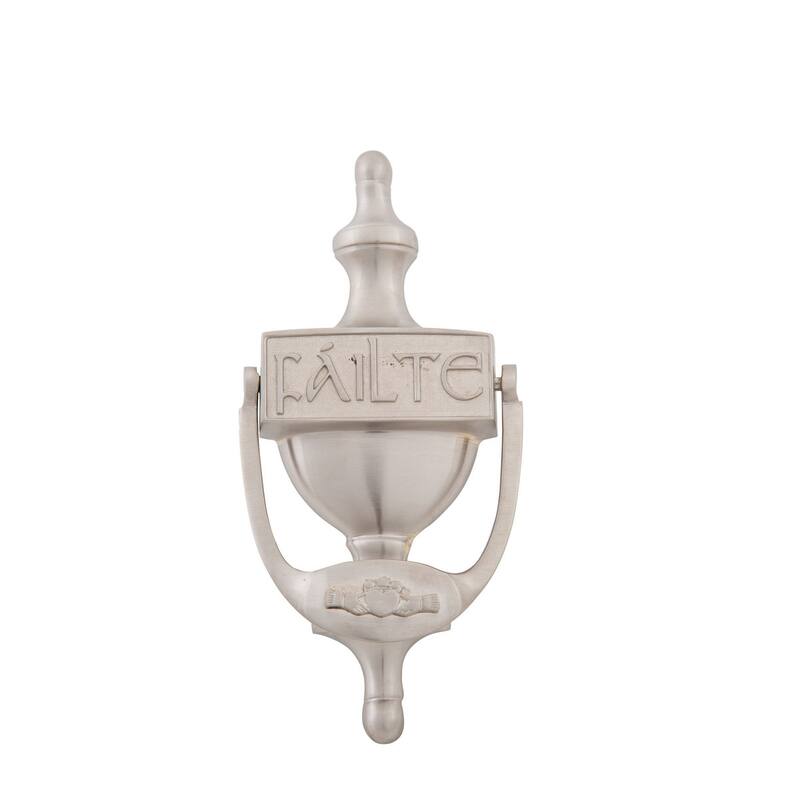 Brass Failte Claddagh Door Knocker with Vintage Finish and Irish Plaque