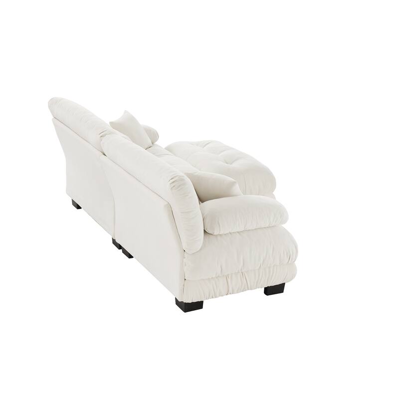 94.4" Chenille Cloud Sofa with Convertible Ottoman