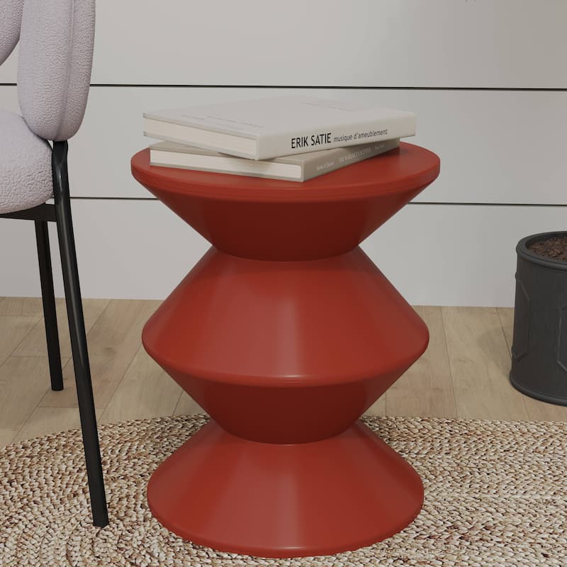 Round Side Table in ABS Plastic with Double-Hourglass Design End Table For Indoor and Outdoor