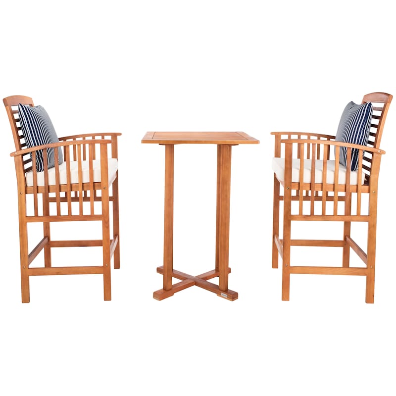 SAFAVIEH Outdoor Sheyla 3-Piece Bar Height Bistro Set - 28Wx28Dx40H
