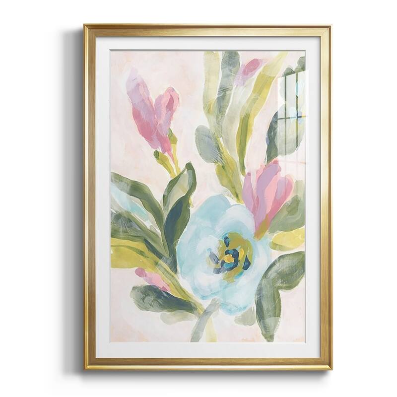 Floral Breeze Fresco II Premium Framed Print - Ready to Hang - 22.5X30.5 - Gold