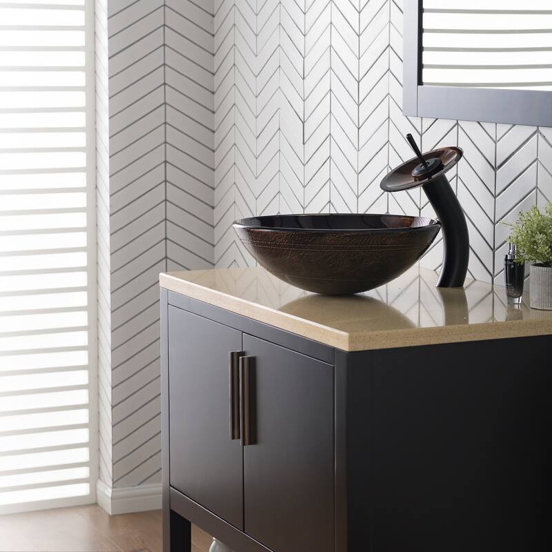 Kraus Bathroom Combo - 16-1/2" Copper Illusion Glass Vessel Bathroom