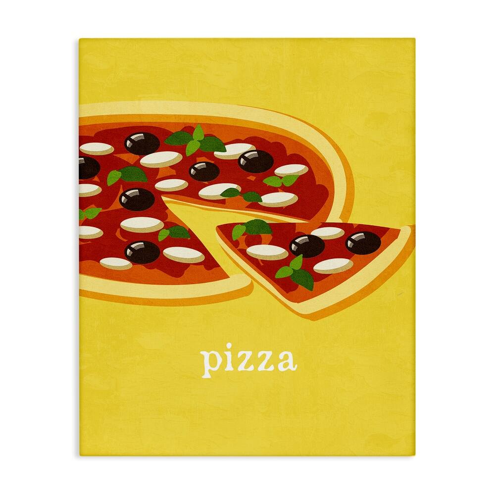 Stupell Delicious Pizza on Yellow Canvas Wall Art Design By Kim Allen