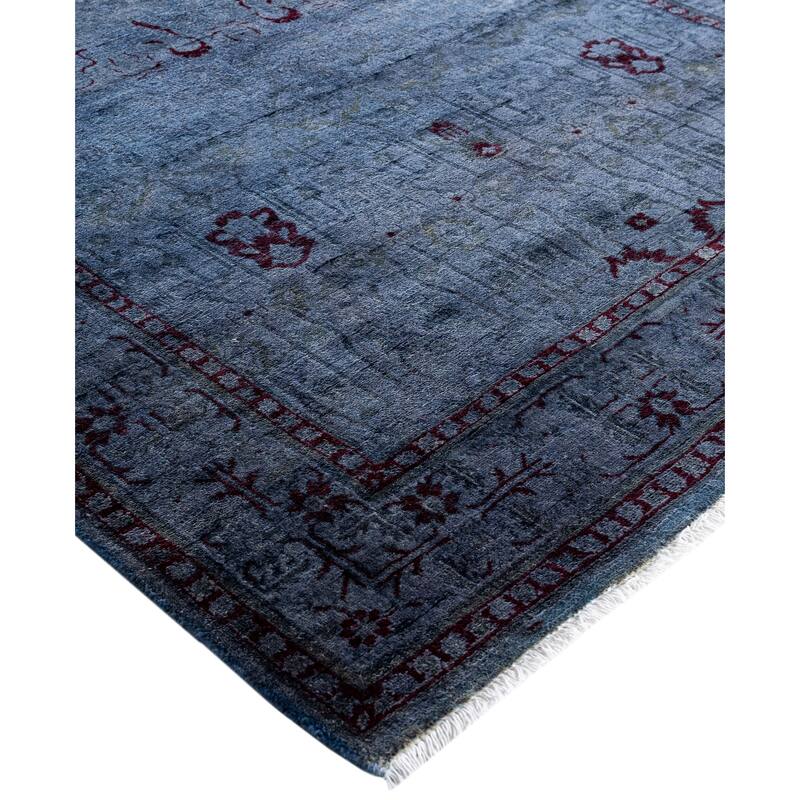 Overdyed One-of-a-Kind Hand-Knotted Runner Rug - Blue - 4' 1" x 12' 7"