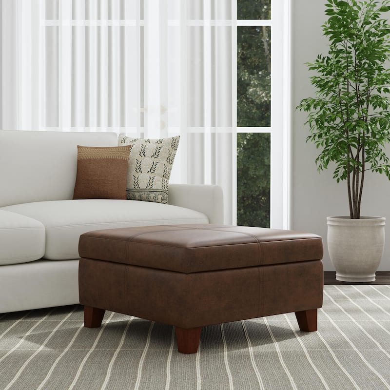 Copper Grove Luxury Large Faux Leather Storage Ottoman
