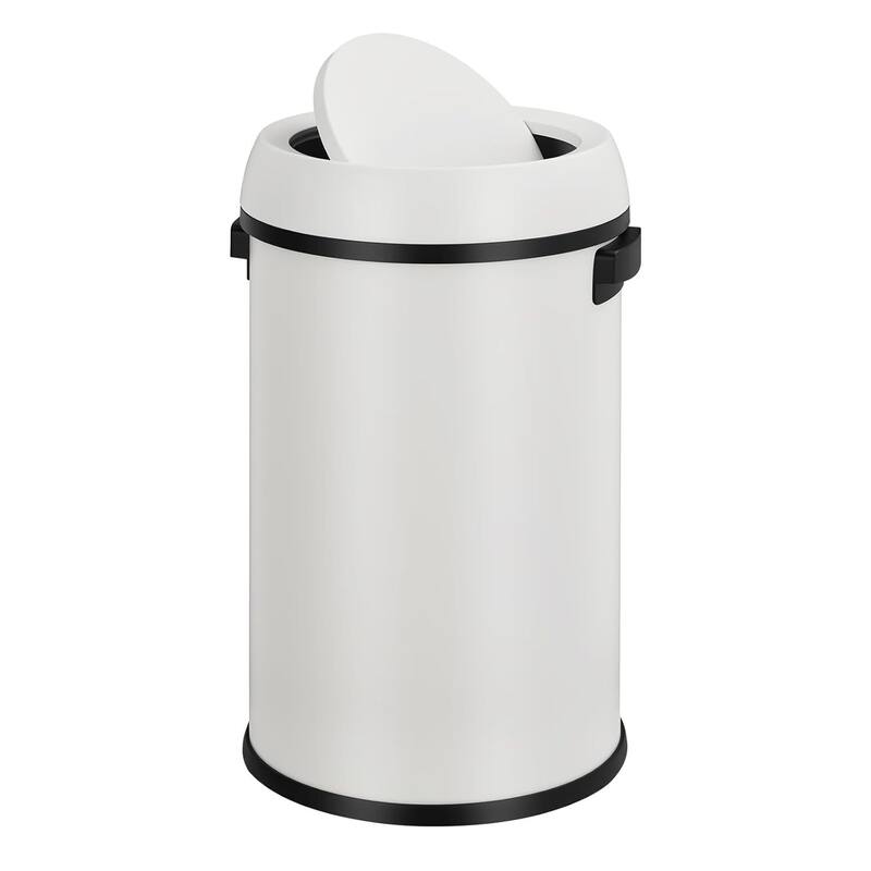 17 Gallon Commercial Stainless Steel Trash Can with Flip-Top - White
