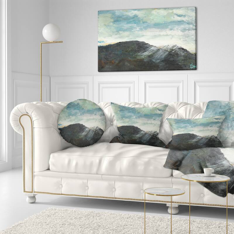 Mountain Peak Under Cloudy Sky - Landscape Canvas Print - Blue - 40 in. wide x 20 in. high - 1 Panel