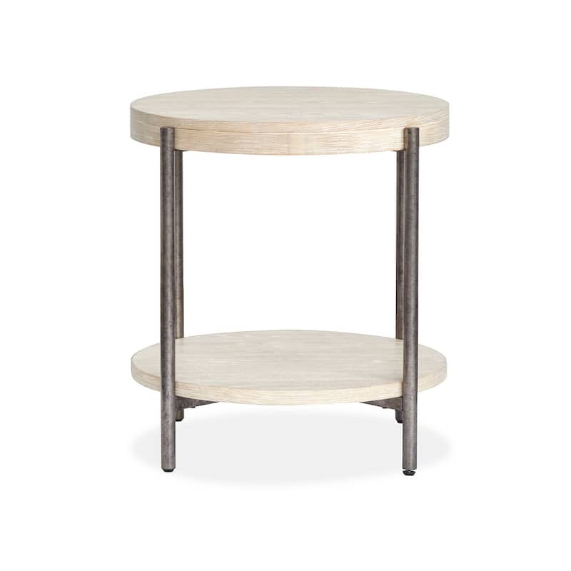 Magnussen Home Jennings Edgecomb Grey and Weathered Antique Nickel Round End Table - 24''W x 24''D x 24''H