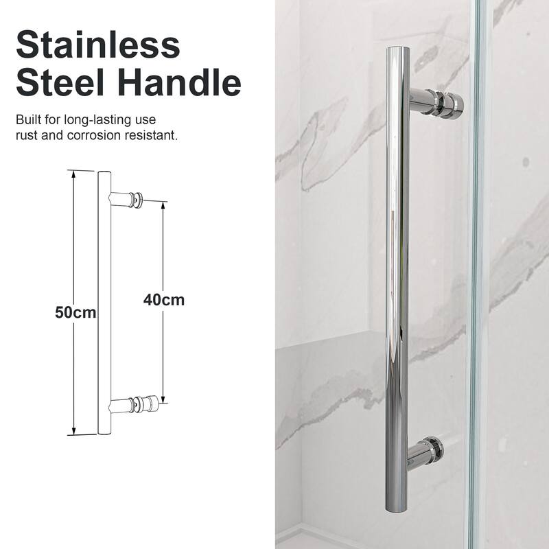 44"-48"W*76" H Frameless Single Sliding Shower Door - 5/16" (8mm) Clear Tempered Glass, Bypass Design