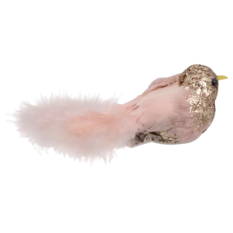 4" Pink Sequin Clip On Bird Christmas Ornament
