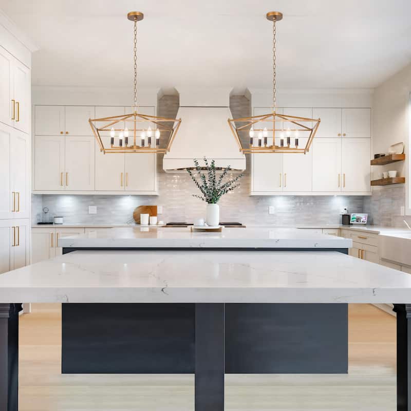Dilley Modern Gold 6-Light Chandelier Kitchen Island Lights for Dining Room - L23.5" xW12.5"xH13.5"