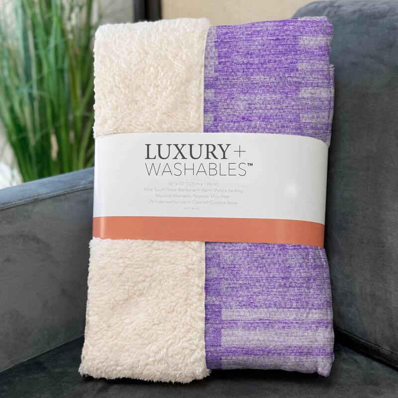 Premium Machine Washable Contemporary Sherpa Throw Blanket