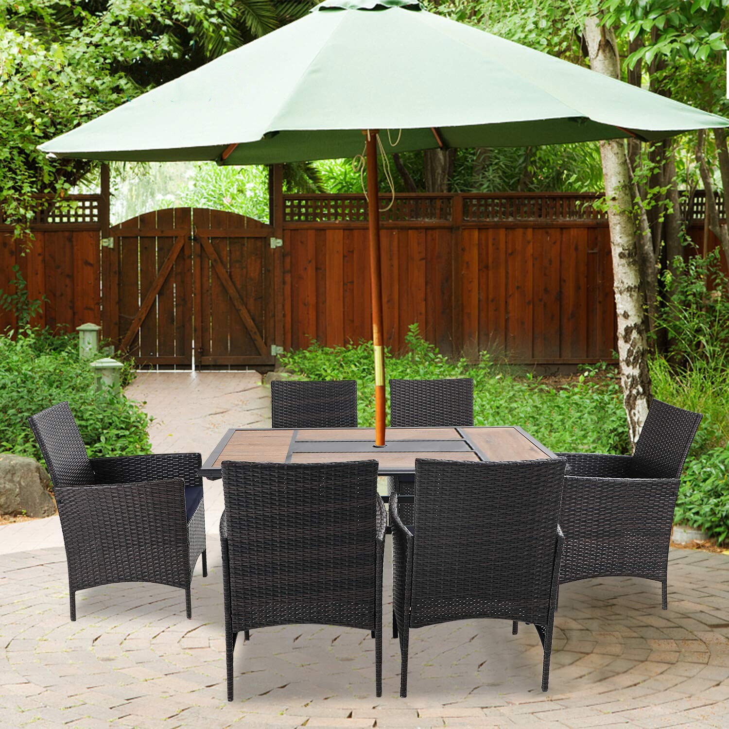 6 seater garden best sale table with parasol hole