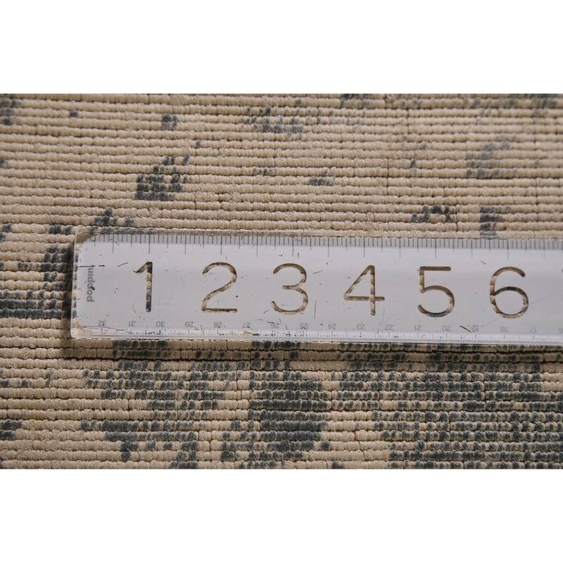 Contemporary Abstract Oriental Foyer Rug Hand-Knotted Grey Wool Carpet - 3'1"x 6'5"