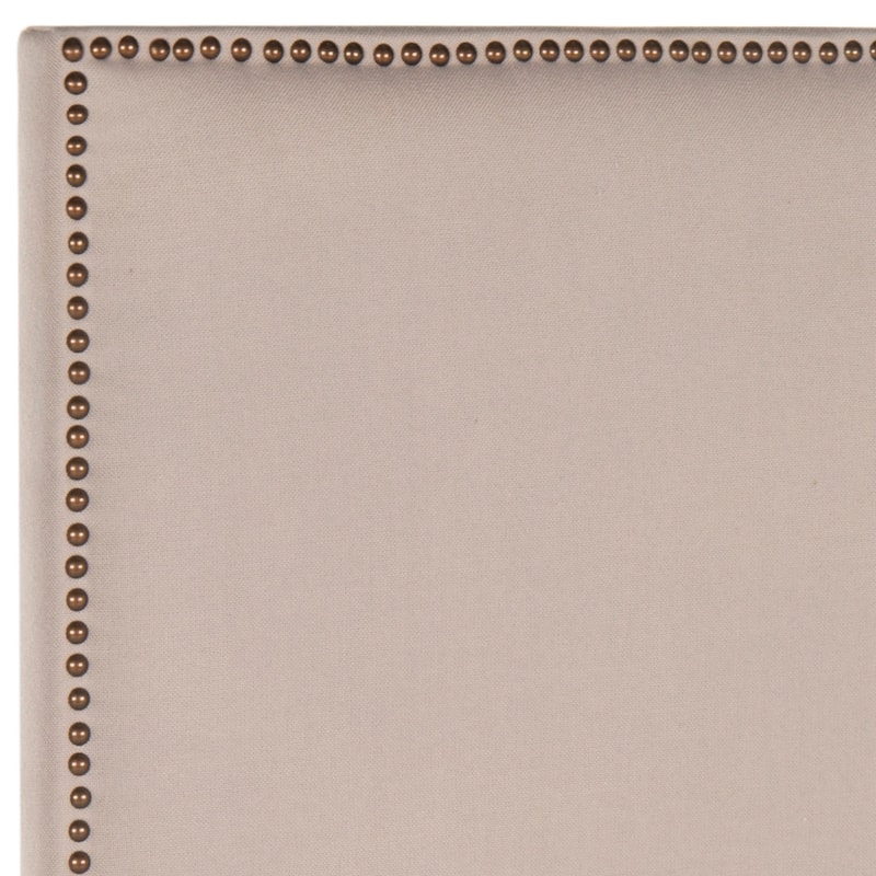 SAFAVIEH Jaimee Taupe Linen Upholstered Headboard Nailhead (Twin)