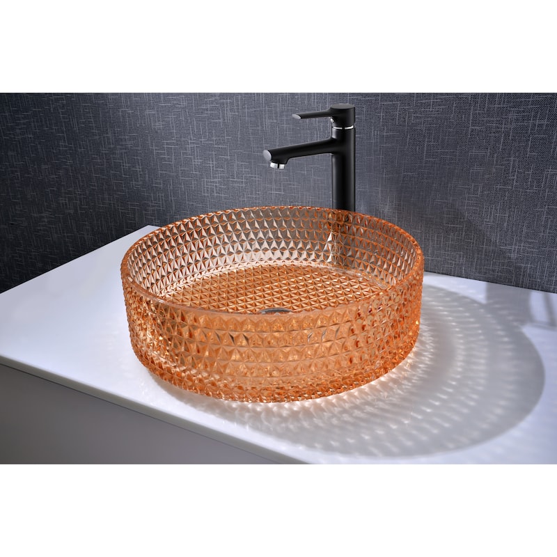 Scotch Round Basin Glass Crystal Bathroom Vessel Sink in Multiple Colors
